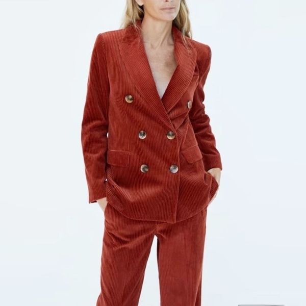 bella autumn women corduroy blazer thick retro double breasted blazer office coats suit outerwear y201026, White;black
bella autumn women corduroy blazer thick retro double breasted blazer office coats suit outerwear y201026, White;black