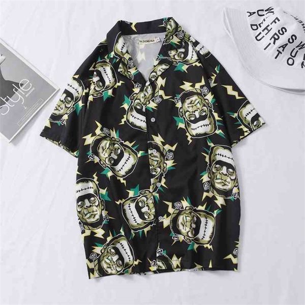 oscn7 casual frankenstein printed short sleeve shirt men street hawaii beach oversize women fashion shirts for men 444 210331, White;black
oscn7 casual frankenstein printed short sleeve shirt men street hawaii beach oversize women fashion shirts for men 444 210331, White;black