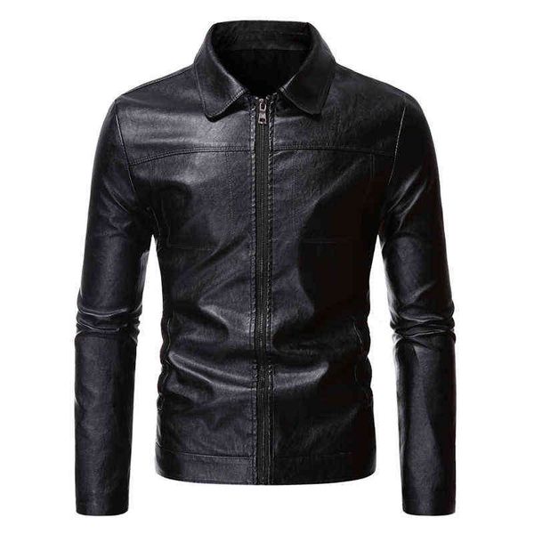 men jacket autumn faux leather zipper slim short brown leather jacket lapel business leather jacket/men's high-end 4xl pu coats t220728, Black
men jacket autumn faux leather zipper slim short brown leather jacket lapel business leather jacket/men's high-end 4xl pu coats t220728, Black