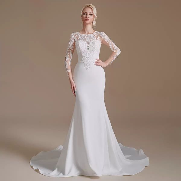 elegant mermaid wedding dresses long sleeves lace appliqued beach backless strapless bridal gown real pictures cps1995, White
elegant mermaid wedding dresses long sleeves lace appliqued beach backless strapless bridal gown real pictures cps1995, White