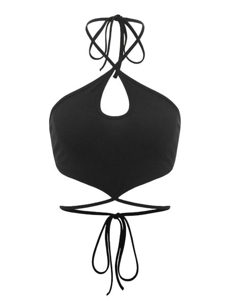 tie backless halter q70r#, White