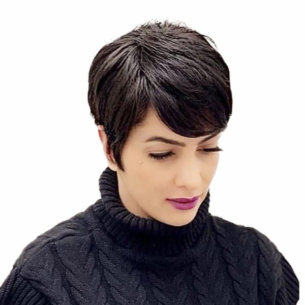 short bob pixie cut wig straight human hair wigs non lace full machine made wig brazilian for black women, Black;brown
short bob pixie cut wig straight human hair wigs non lace full machine made wig brazilian for black women, Black;brown
