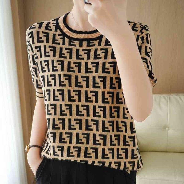 2022 spring summer new cotton linen knitted short sleeve t-shirt women's round neck fashion versatile, White
2022 spring summer new cotton linen knitted short sleeve t-shirt women's round neck fashion versatile, White