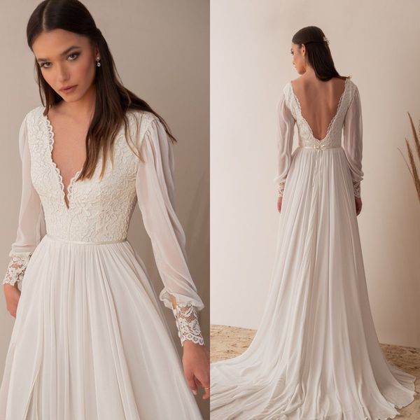 boho lace beach wedding dress high side split bridal dresses chiffon long sleeve wedding gowns vestido de noiva, White
boho lace beach wedding dress high side split bridal dresses chiffon long sleeve wedding gowns vestido de noiva, White
