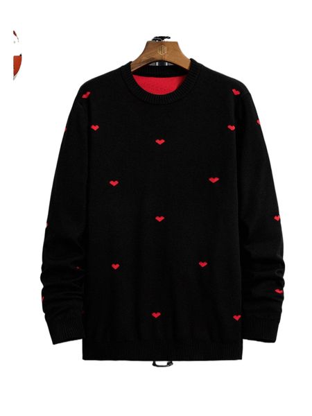 men heart pattern sweater c8lq#, White;black
men heart pattern sweater c8lq#, White;black