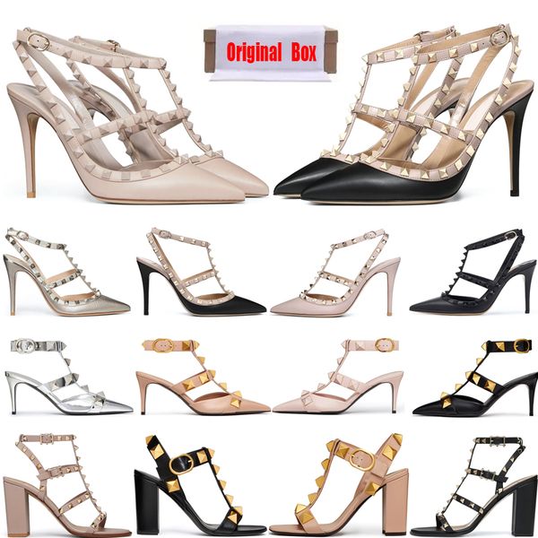 easyhoom with og box luxury designers women shoes high heels rockstud ankle strap pump roman stud calfskin pump sandal pointed open toes, Black
easyhoom with og box luxury designers women shoes high heels rockstud ankle strap pump roman stud calfskin pump sandal pointed open toes, Black