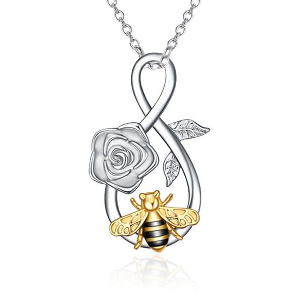 10pcs fashion infinite love rose bee pendant necklace for women jewelry girls gifts, Silver
10pcs fashion infinite love rose bee pendant necklace for women jewelry girls gifts, Silver
