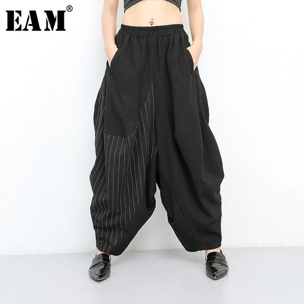 eam spring autumn high elastic waist black striped big pocket wide leg loose pant trousers fashion jt138 y200418, Black;white
eam spring autumn high elastic waist black striped big pocket wide leg loose pant trousers fashion jt138 y200418, Black;white