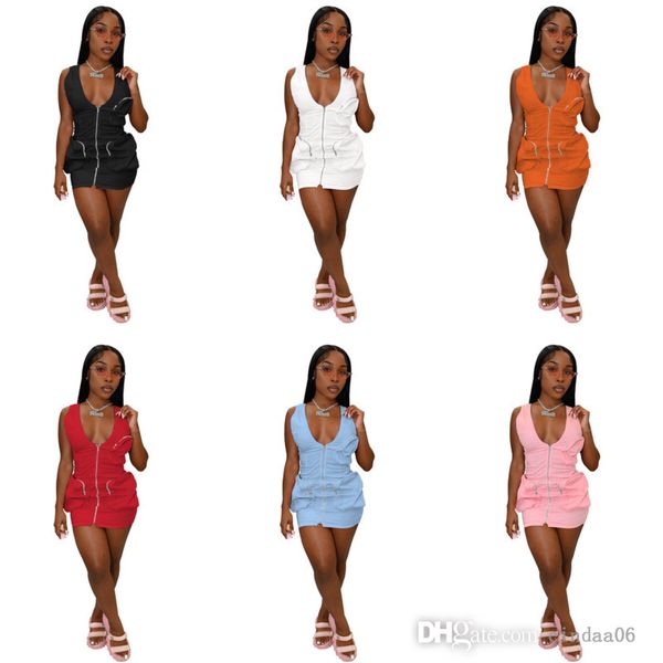 2022 designer causal dresses for womens chain multi pocket short dress elastic sleeveless one-piece skirt, Black;gray
2022 designer causal dresses for womens chain multi pocket short dress elastic sleeveless one-piece skirt, Black;gray