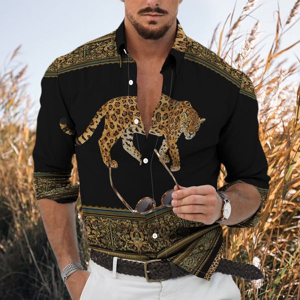 men s cardigan british style youth fashion casual 3d digital animal lion print loose long sleeved lapel button down shirt 220526, White;black
men s cardigan british style youth fashion casual 3d digital animal lion print loose long sleeved lapel button down shirt 220526, White;black