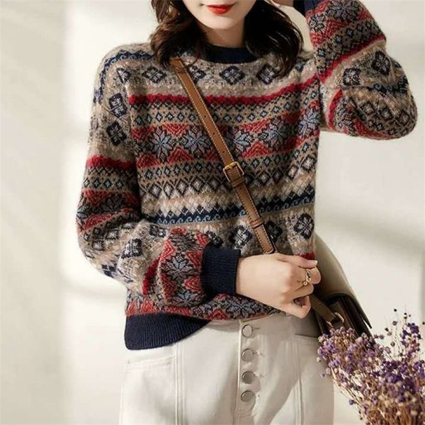 christmas sweater women's autumn and winter pullover round neck lazy thick ethnic sweater women 201204, White;black
christmas sweater women's autumn and winter pullover round neck lazy thick ethnic sweater women 201204, White;black