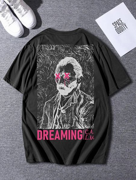 men letter & figure graphic tee p1t8#, White;black