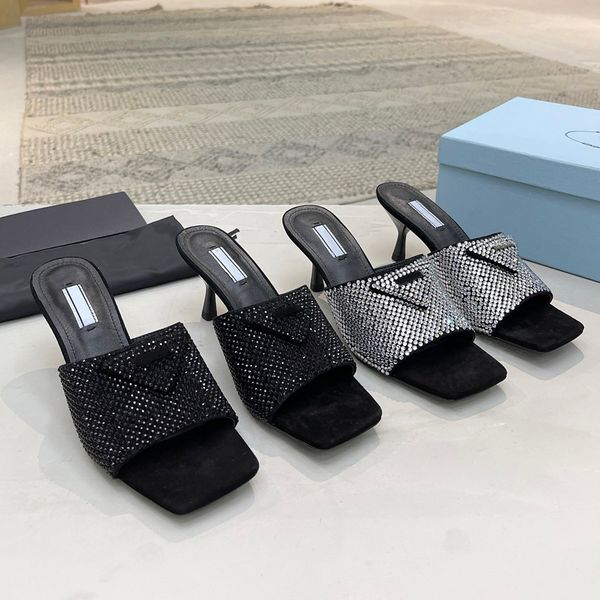 satin heeled sandals with crystals faceted crystals create light shadow and iridescent reflections luxurious mid heel slippers girt triangle, Black
satin heeled sandals with crystals faceted crystals create light shadow and iridescent reflections luxurious mid heel slippers girt triangle, Black