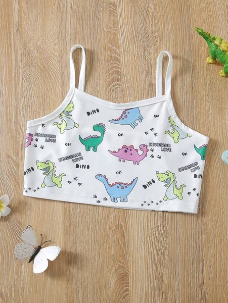 toddler girls letter & dinosaur print crop cami she, Blue 
toddler girls letter & dinosaur print crop cami she, Blue