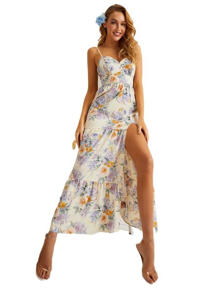 sbetro frill trim split thigh floral cami dress o6bf#, Black;gray
sbetro frill trim split thigh floral cami dress o6bf#, Black;gray