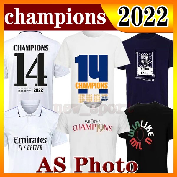 2022 benzema soccer jerseys champions 14 time t-shirt special football shirt 22 23 camavinga asensio modric courtois champions 35 uniforms v, Black;yellow