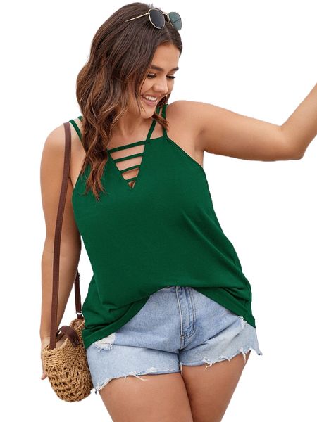 plus cut out cami f37e#, Black