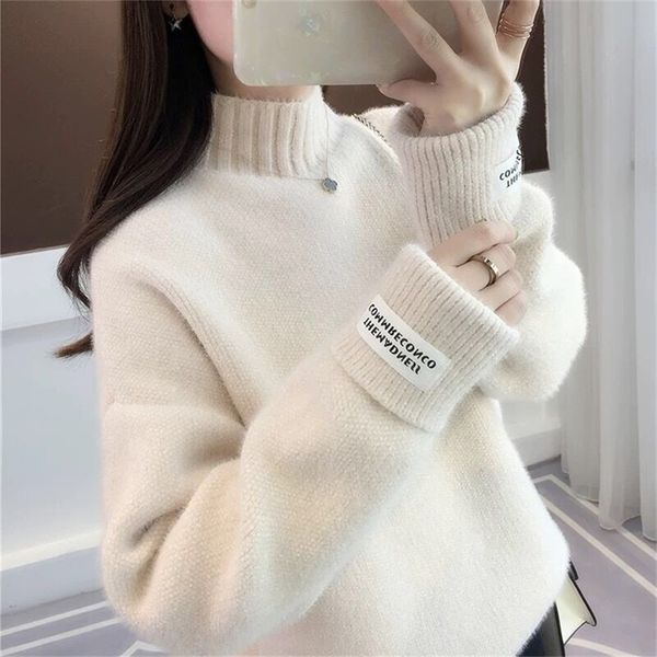 lucyever winter women pullover sweater fashion turtleneck long sleeve loose thick basic female korean autumn knitted sweater 201222, White;black
lucyever winter women pullover sweater fashion turtleneck long sleeve loose thick basic female korean autumn knitted sweater 201222, White;black
