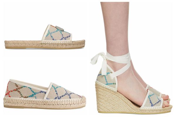 2022 womens colorful platform slippers 55mm canvas covered platform sandals espadrille wedges with box and dust bags, Black
2022 womens colorful platform slippers 55mm canvas covered platform sandals espadrille wedges with box and dust bags, Black
