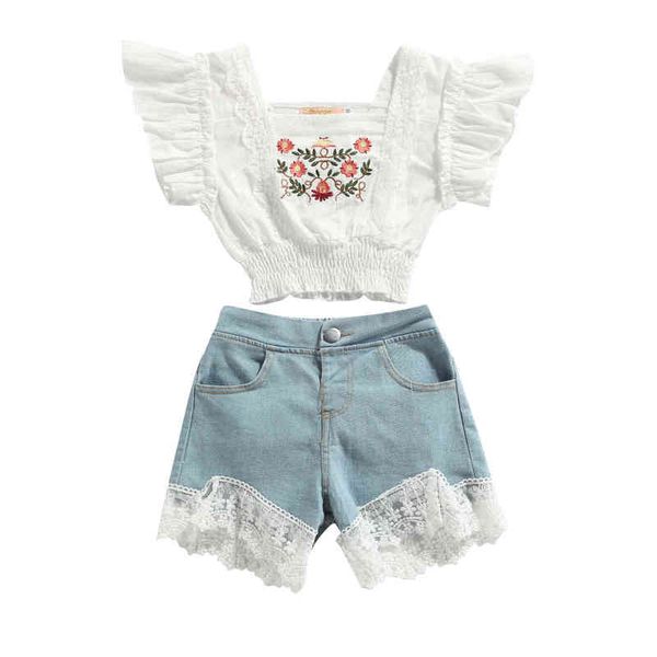 citgeett summer kids girls clothing set floral embroidery flying sleeves square collar beige denim short jeans clothing j220711, White
citgeett summer kids girls clothing set floral embroidery flying sleeves square collar beige denim short jeans clothing j220711, White