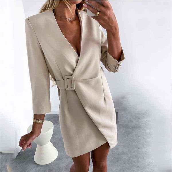 belt women blazer dress beige autumn winter elegant office ladies dress robe femme new 3/4 sleeve dress casual l220714, Black;gray
belt women blazer dress beige autumn winter elegant office ladies dress robe femme new 3/4 sleeve dress casual l220714, Black;gray