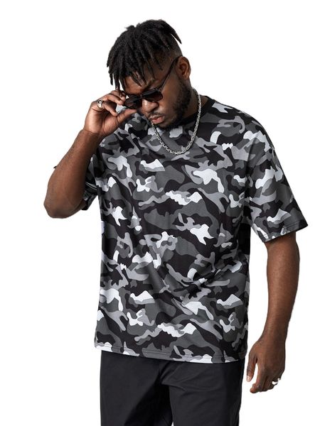extended sizes men camo print drop shoulder tee k3o3#, White;black
extended sizes men camo print drop shoulder tee k3o3#, White;black