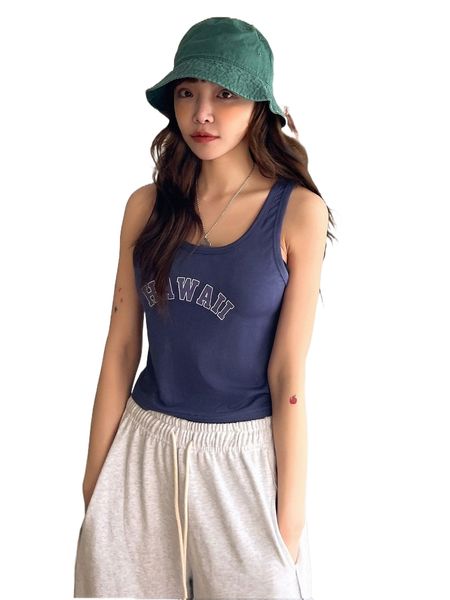 dazy letter graphic tank r2aq#, White