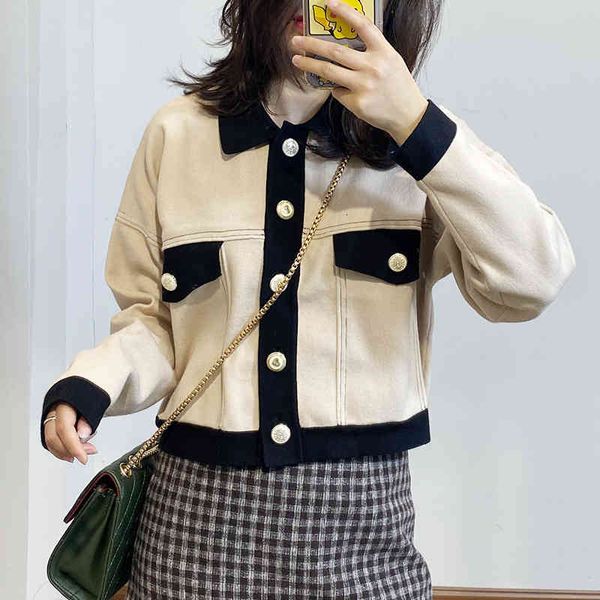 women's knits & tees spring and summer celebrities temperament small fragrance knitted cardigan women's color contrast single brea, White
women's knits & tees spring and summer celebrities temperament small fragrance knitted cardigan women's color contrast single brea, White