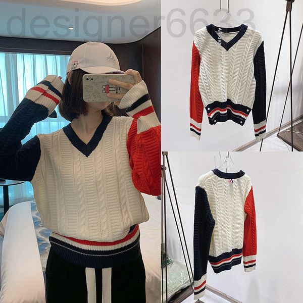 women's knits & tees designer tb21 autumn winter sweater women wear color stripes loose, fried dough twist v collar knitted jacket . 4g, White
women's knits & tees designer tb21 autumn winter sweater women wear color stripes loose, fried dough twist v collar knitted jacket . 4g, White