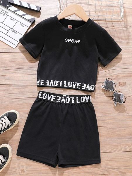 girls letter tape tee & shorts she, White
girls letter tape tee & shorts she, White