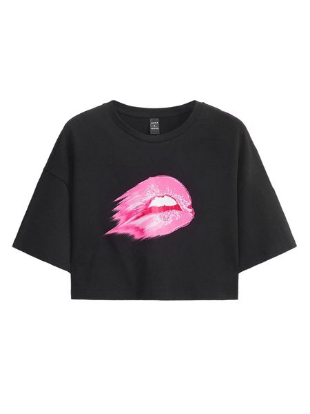 x janis chow lip print drop shoulder crop tee y2ws#, White
x janis chow lip print drop shoulder crop tee y2ws#, White