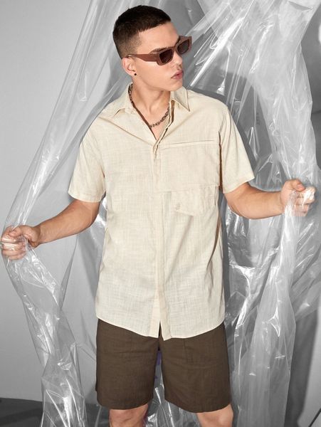 x gerald washington men flap pocket shirt s8o3#, White;black
x gerald washington men flap pocket shirt s8o3#, White;black