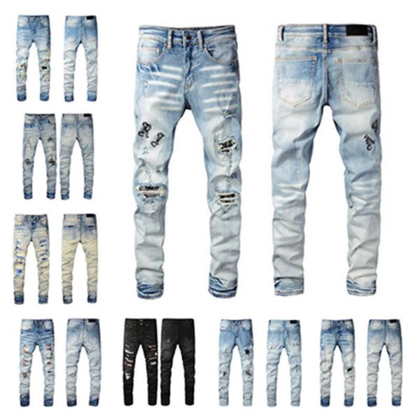 amirs men denim designer jeans embroidery pants fashion holes trouser us size 28-40 hip hop distressed zipper trousers for male, Blue
amirs men denim designer jeans embroidery pants fashion holes trouser us size 28-40 hip hop distressed zipper trousers for male, Blue