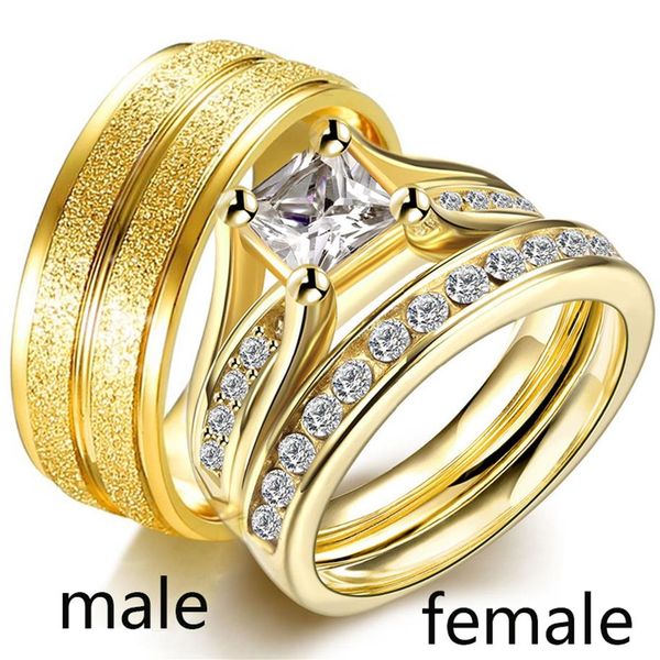 sz6-12 two rings couple rings yellow gold filled princess cut cz womens wedding rings sets stainless steel mens wedding band214g, Slivery;golden
sz6-12 two rings couple rings yellow gold filled princess cut cz womens wedding rings sets stainless steel mens wedding band214g, Slivery;golden