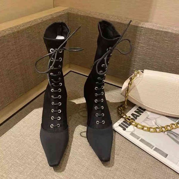 boots spring pointed lace up martin boots women's thin heel middle tube breathable high-heeled elastic fashion short, Black
boots spring pointed lace up martin boots women's thin heel middle tube breathable high-heeled elastic fashion short, Black