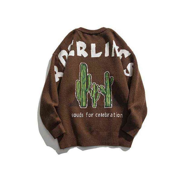 2021 korean fashion cactus jacquard brown vintage men knitted sweater round neck casual kpop women pullover lounge wear sueter t220730, White;black
2021 korean fashion cactus jacquard brown vintage men knitted sweater round neck casual kpop women pullover lounge wear sueter t220730, White;black