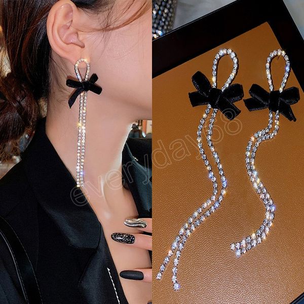 long bow tassel earrings crystal silver color dangle earrings for women girls korean cute exaggerated party accessories
long bow tassel earrings crystal silver color dangle earrings for women girls korean cute exaggerated party accessories