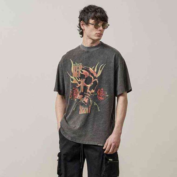 brand tide repeat rose skeleton used washing water damage men's and women's short sleeve t-shirt, White;black
brand tide repeat rose skeleton used washing water damage men's and women's short sleeve t-shirt, White;black