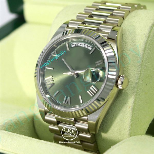 luxury new factory watch japan automatic movement 40mm 18k white gold green roman dial box papers men's watch, Slivery;brown
luxury new factory watch japan automatic movement 40mm 18k white gold green roman dial box papers men's watch, Slivery;brown