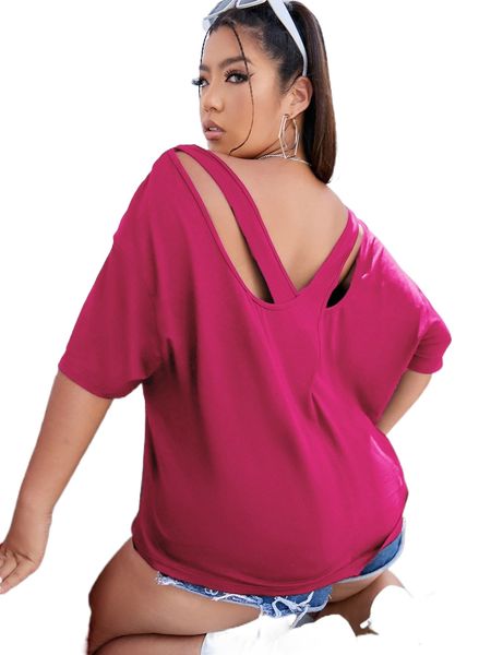 plus wrap back drop shoulder tee a7gj#, Black
plus wrap back drop shoulder tee a7gj#, Black