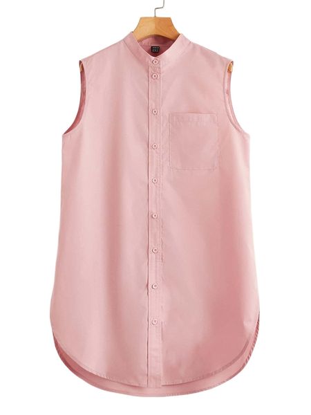 mock neck patched pocket blouse x6v2#, White