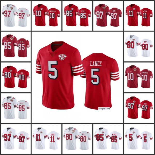 san francisco''49ers''men #5 trey lance 85 george kittle 97 nick bosa 80 jerry rice 11 brandon aiyuk 75th anniversary�, Black
san francisco''49ers''men #5 trey lance 85 george kittle 97 nick bosa 80 jerry rice 11 brandon aiyuk 75th anniversary�, Black