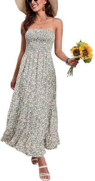 women's summer boho strapless long maxi dress party casual tube dress off shoulder beach dress a9iu#, Black;gray
women's summer boho strapless long maxi dress party casual tube dress off shoulder beach dress a9iu#, Black;gray