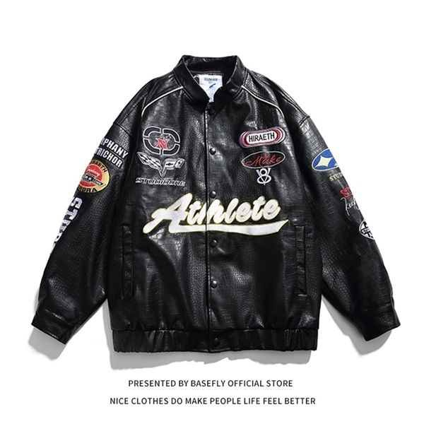 race motorcycle pu leather sport embroid lettermen men varsity bomber women baseball coat stadium award chic w220815, Black;brown
race motorcycle pu leather sport embroid lettermen men varsity bomber women baseball coat stadium award chic w220815, Black;brown