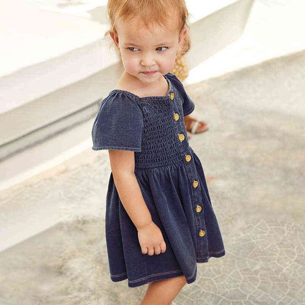 little maven 2022 baby girls summer dress denim elegant princess dress soft and comfort cotton kids girls clothes for child 2-7 g220518, Red;yellow 
little maven 2022 baby girls summer dress denim elegant princess dress soft and comfort cotton kids girls clothes for child 2-7 g220518, Red;yellow