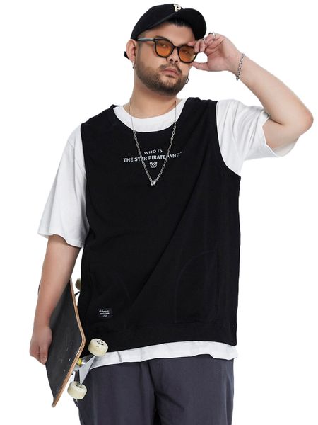 men panda & slogan graphic 2 in 1 tee k7b1#, White;black