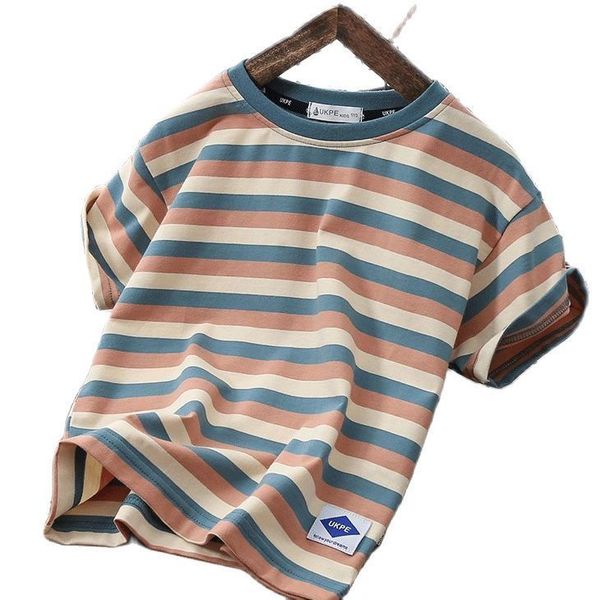 children s clothing cotton short sleeved summer style boys round neck striped t shirt p4760 220620, Blue
children s clothing cotton short sleeved summer style boys round neck striped t shirt p4760 220620, Blue