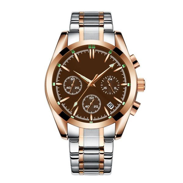 6-pin watch automatic business sports imported crystal lens stainless steel watch, Slivery;brown
6-pin watch automatic business sports imported crystal lens stainless steel watch, Slivery;brown