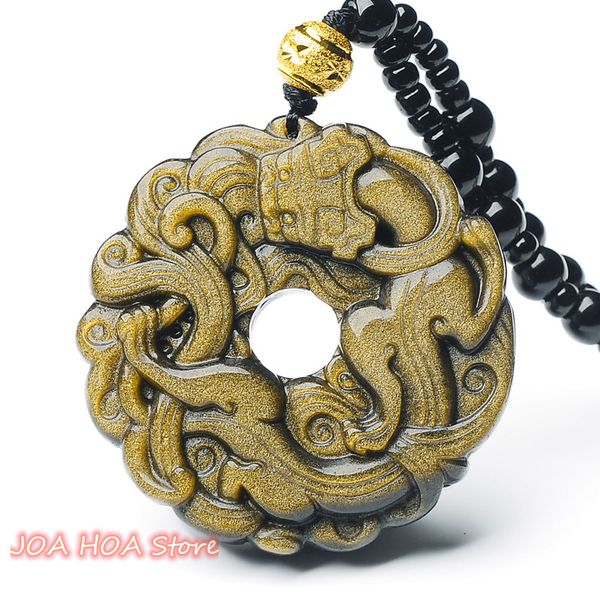 natural obsidian gold-obsidian buckle hand-carved pendant crystal pixiu grass dragon peace buckle bead chain necklace jewelry, Silver
natural obsidian gold-obsidian buckle hand-carved pendant crystal pixiu grass dragon peace buckle bead chain necklace jewelry, Silver