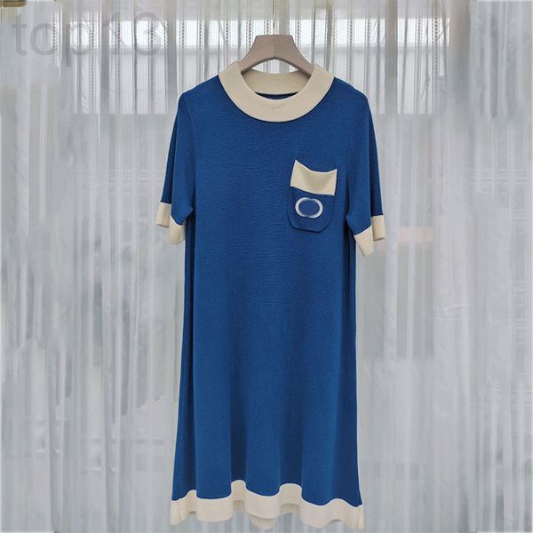 casual dresses designer 22 spring and summer new g family blue short sleeved knitted dress fashion contrast round neck slim skirt vvi2, Black;gray
casual dresses designer 22 spring and summer new g family blue short sleeved knitted dress fashion contrast round neck slim skirt vvi2, Black;gray